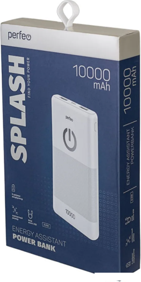 Внешний аккумулятор Perfeo Splash 10000mAh (белый)