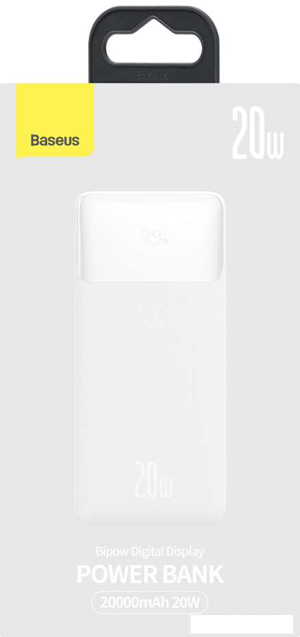 Внешний аккумулятор Baseus Bipow Fast Charge Power Bank 20W 20000mAh (белый)