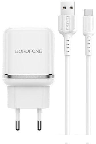 Сетевое зарядное Borofone BA36A USB Type-C (белый)