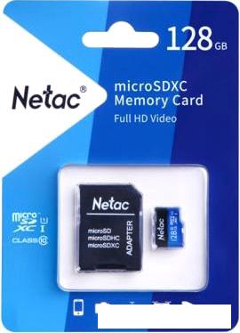 Карта памяти Netac P500 Standard 128GB NT02P500STN-128G-R + адаптер