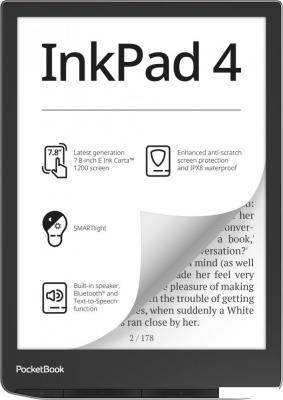 Электронная книга PocketBook 743G InkPad 4 (черный/серебристый)