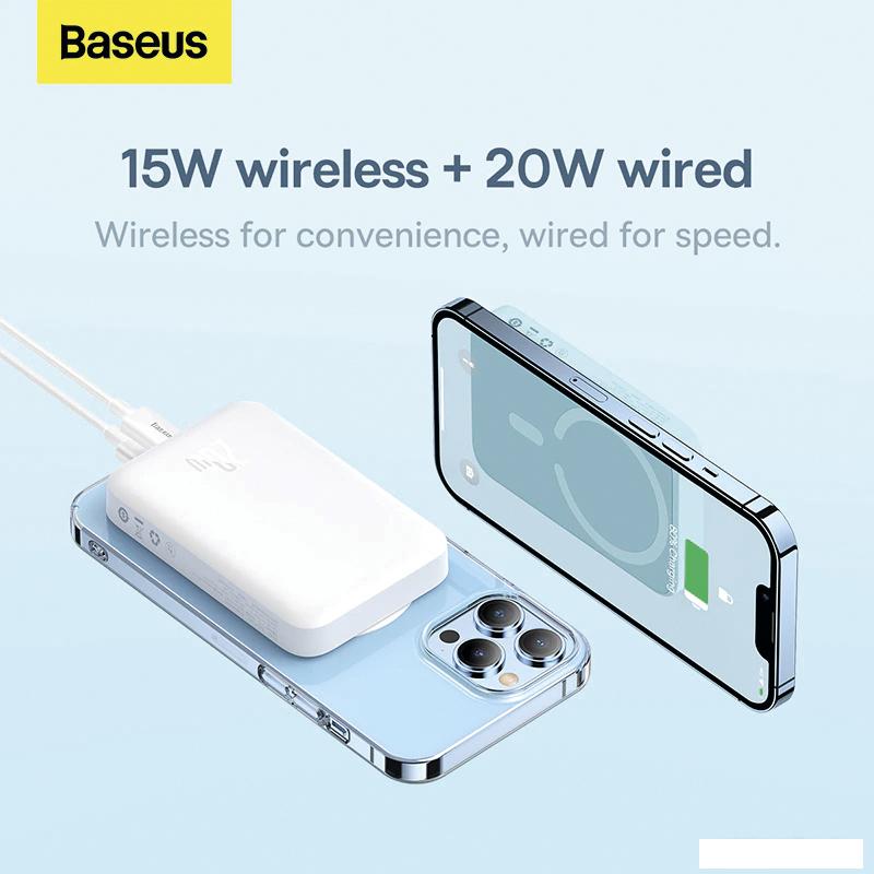 Портативные зарядные устройства Baseus Magnetic Mini Wireless Fast Charge Power Bank 10000mAh 20W (белый)